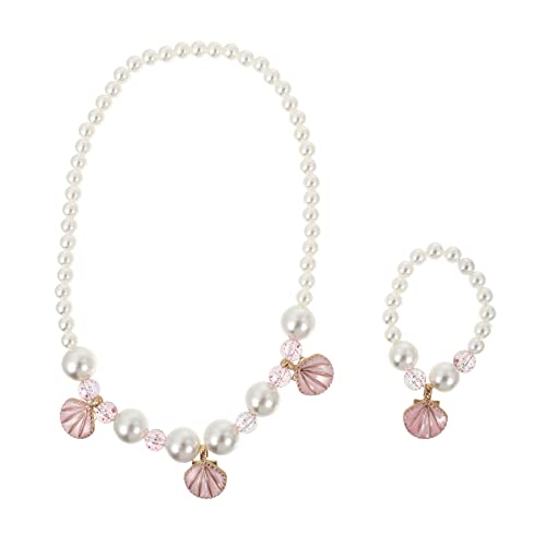 Gatuida Schmuckset aus Muschel und Perlen Armband und Halskette für Mädchen Rosa Design Geeignet für Party Kostüm Geburtstag Ostern Weihnachten und Alltag für Kleinkinder von Gatuida