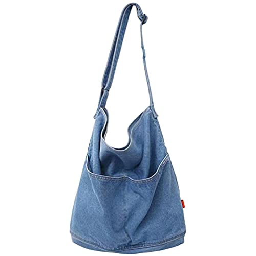 Gatuida Schultertaschen Einkaufstasche Für Frauen Leinwand Große Umhängetasche Für Damen Geldbörsen Für Herren Mit Colgar-mann Rucksack-tasche Denim-tasche Draussen Einkaufen Cowboy von Gatuida