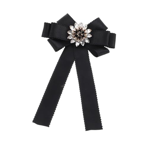 Gatuida Schwarze Brosche mit Großer Schleife und Funkelnden Strasssteinen Modischer Ansteckpin für Damen Blusen und Shirts Stilvolles Accessoire für Berufskleidung und Festliche Outfits von Gatuida