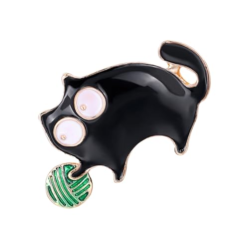 Gatuida Schwarze Cartoon Katzenbrosche Niedliche Tier Anstecknadel Modische Brosche für Damen Vielseitiges Schmuckstück für Feiertage Partys und Alltag von Gatuida