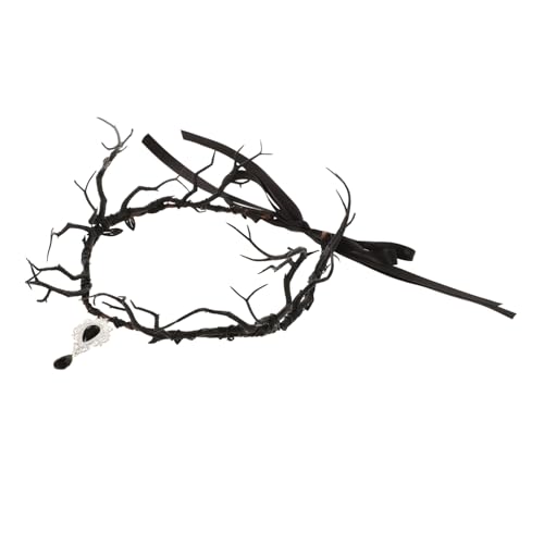 Gatuida Schwarze Gothic Blumenkrone Faltbare Elfenkrone mit Geweih Design Handgefertigte Kopfband für Halloween Cosplay und Thematische Partys für und Mädchen von Gatuida
