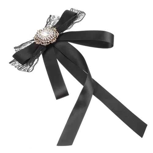 Gatuida Schwarze Spitzen Schleifenbrosche mit Strass Anstecknadel für Damen Modisches Schmuckaccessoire für Hemdkragen Krawattenbrosche Langlebig und Attraktiv von Gatuida