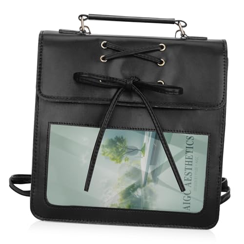 Gatuida Schwarze Umhängetasche Damen PU Polyester Leichtes Crossbody Bag mit Pin Display Multifunktionale Schultertasche für Alltag Arbeit Reise von Gatuida