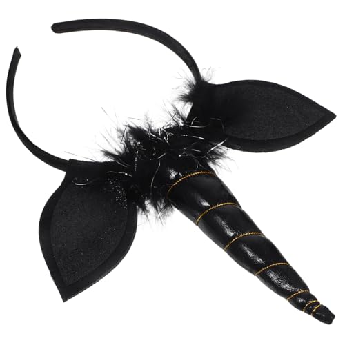 Gatuida Schwarzer Einhorn haarreif Cosplay Party Haarschmuck für Junge Mädchen Rutschfester Leichter Kopfschmuck mit Lustigem Design für Kostüm Performance feiern von Gatuida