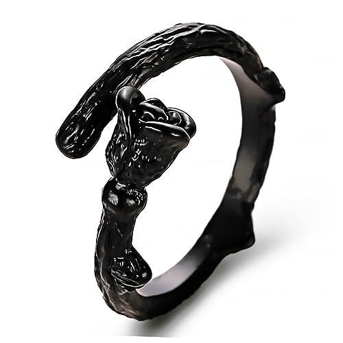 Gatuida Schwarze Rosenring Für Damen Aus Kupfer Leicht Und Langlebig Personalisierbarer Kreativer Schmuck Mit Einfacher Öffnung von Gatuida