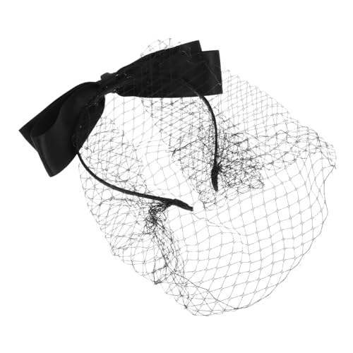 Gatuida Schwarzes Retro Haarschmuck Stirnband mit Netzschleier und Schleifenapplikation für Damen Atmungsaktives Mesh Vielseitig für Hochzeit Ball Party und Halloween Geeignet von Gatuida