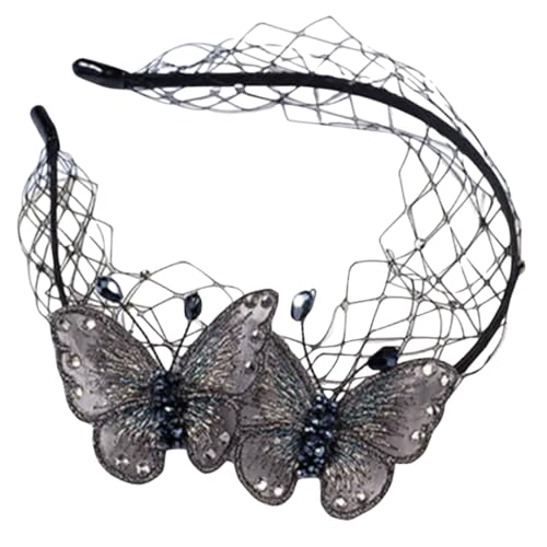 Gatuida Schwarzes Schmetterling Stirnband mit Besticktem Netzstoff und Funkelnden Strasssteinen Eleganter Haarschmuck für Damen Leichtes Komfortables Kopfbedeckung für Alltag und von Gatuida