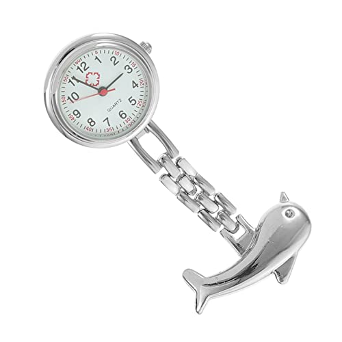 Gatuida Krankenschwester Taschenuhr Hängeuhr Delfin Brosche Steampunk Silber Für Damen Und Herren Ansteckuhr Mit Clip Für Pflegeberufe von Gatuida