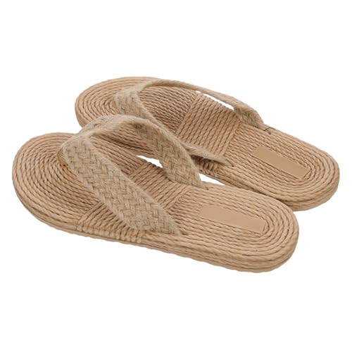 Gatuida Seaside Flache Damen Slippers Imitation Stroh Strand Schuhe Leicht Elastisch Atmungsaktiv Vielseitig Für Sommerurlaub von Gatuida