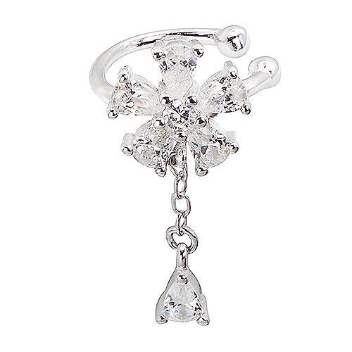 Gatuida Silber Ohrclips Damen Blume Schimmernd Kreativ Modisch Ohrschmuck Ohrloch Elegant Alltag Reise Schmuck von Gatuida