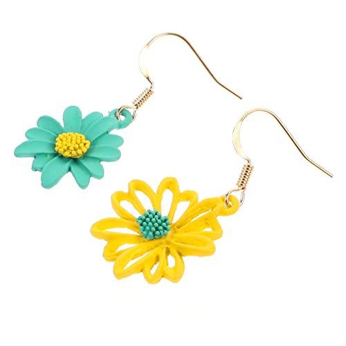 Gatuida Silber Ohrstecker mit Einzigartigem Zweifarbigen Sonnenblumen Design Kreative Kleine Blütenohrringe Elegant und Stilvoll für Damen und Freundinnen von Gatuida