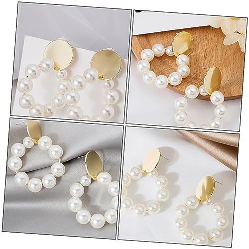 Gatuida Silber Perlenohrringe Hängend Damen Creolen Elegant Runde Ohrhänger Party Schmuck Leicht und Stilvoll für Alltag und Festliche Anlässe von Gatuida