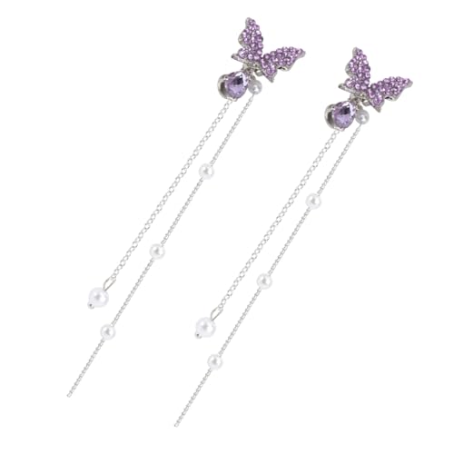 Gatuida Silber Schmetterlingsohrringe mit Lange Baumelnde Perlen Quasten Leichte Damen Ohrstecker Kreatives Modisches Ohrschmuck Accessoire für Party und Alltag von Gatuida