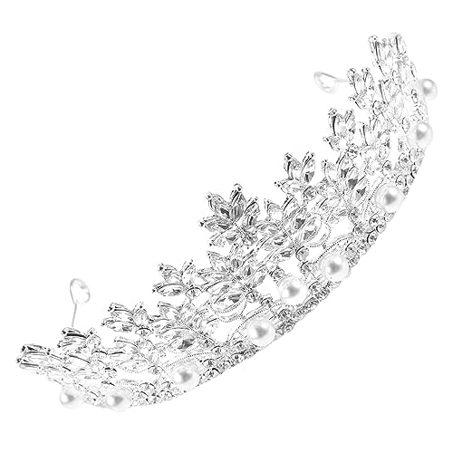 Gatuida Silberne Brautkrone mit Perlen und Funkelnden Strasssteinen Stirnband für Hochzeit Party und Festliche Anlässe Leichtes Hochwertiges Haarschmuck Accessoire für Damen und Mädchen von Gatuida
