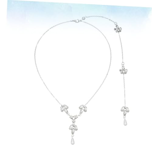 Gatuida Silberne Damen Halskette mit Funkelndem Schmuckstein Anhänger Elegante Back Chain für Hochzeit und Party Modischer Schmuck für Frauen und Mädchen Feine Verarbeitung Vielseitig von Gatuida