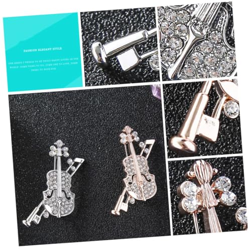 Gatuida Silberne Geigenbrosche mit Funkelnden Strasssteinen Anstecknadel für Kleidung Taschen Schals und Hüte Kreatives Design für Damen und Mädchen von Gatuida