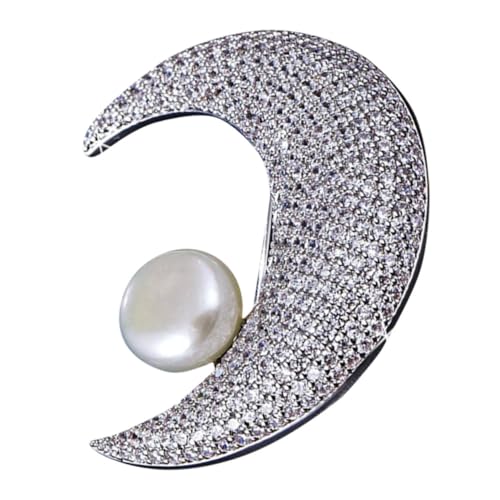 Gatuida Silberne Mondbrosche mit Strasssteinen Schlichte Anstecknadel zur Kleidersicherung Modisches Damenaccessoire für Hemdkragen Verhindert Garderobenpannen Vielseitiger Schmuck für von Gatuida