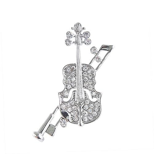 Gatuida Silberne Violin Brosche mit Funkelnden Strasssteinen Filigrane Anstecknadel für Damen und Mädchen Eleganter Schmuck für Kleider Taschen Hüte und Schals Modisches Accessoire von Gatuida