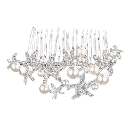 Gatuida Silberner Haarkamm mit Strass und Künstlichen Perlen Seestern design Eleganter Brautschmuck für Hochzeit Verziert mit Kristall für Braut und Festliche Anlässe Geeignet Gatuida Silberner Haarkamm mit Strass und Künstlichen Perlen Seestern design Eleganter Brautschmuck für Hochzeit Verziert mit Kristall für Braut und Festliche Anlässe Geeignet von Gatuida