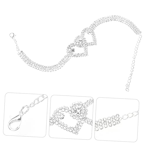 Gatuida Silbernes Fußkettchen mit Funkelnden Herzanhängern Verstellbare Strandschmuck Fußkette für Damen Modisches Elegantes Rhinestone Beach Jewelry von Gatuida