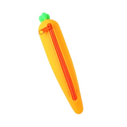 Gatuida Silikon Federmäppchen Karottenform Federtasche für Schüler Stiftemäppchen mit Robustem Reißverschluss Vielseitig für Stifte Radierer Kleine Schreibwaren von Gatuida