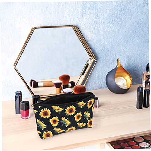 Gatuida Sonnenblume Tasche Mit Reißverschluss Kosmetiktasche Aus Robustem Material Waschtasche Für Make-up Und Reisebedarf Stylische Aufbewahrungstasche Für Damen von Gatuida