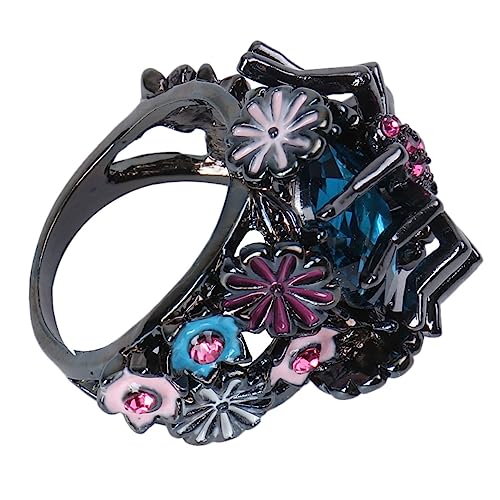 Gatuida Spider Design Ring aus Langlebiger Legierung Auffälliger Blauer Schmuckring Kreativer Tropfen blumenstil Modisch für Damen und Herren für Festivals und Alltag von Gatuida