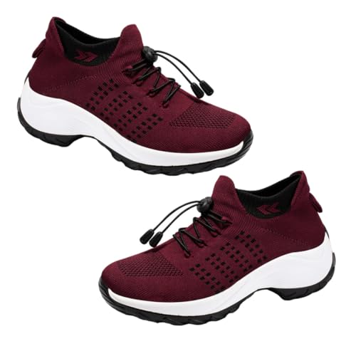 Gatuida Sportschuhe Damen Atmungsaktive Elastische Laufschuhe für Frühling Sommer Leichte Bequeme Freizeit und Trainingsschuhe Modische Sneaker in Zimtrot von Gatuida