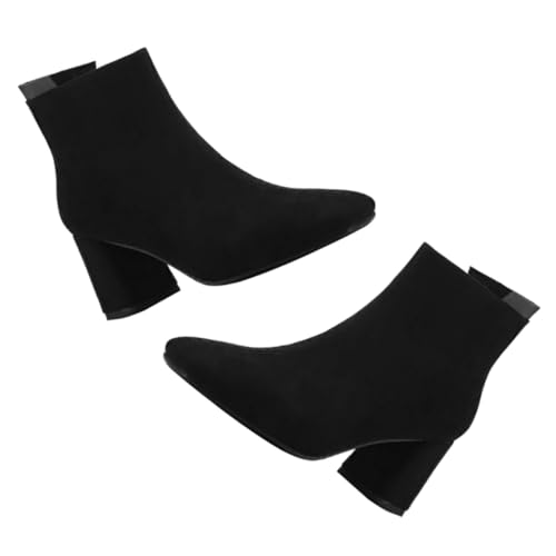 Gatuida Square toed Ankle Boots Damen Herbst Chunky Heels Stiefeletten Komfortable Einlegesohle Schwarz Modische Blockabsatz Stiefel für Alltag und Festliche Anlässe von Gatuida