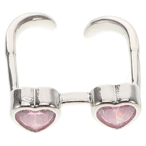 Gatuida Verstellbarer Herz Kristallring für Frauen Offener Fingerring Kreativer Brillenschmuck Lustiges Design für Paare Stapelbarer Schmuck für Besondere Anlässe von Gatuida