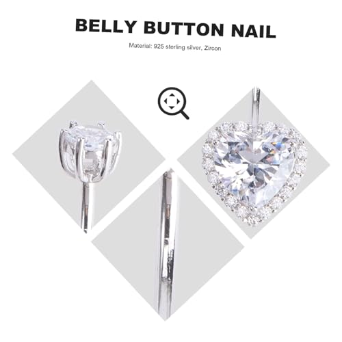 Gatuida Sterling Silber Bauchnabelpiercing Herzform mit Zirkonia Bauchnabelring Damen Schmuck Langlebig Rostfrei Modisch Attraktiv von Gatuida