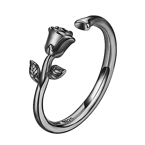 Gatuida Sterling Silber Offener Finger Ring mit Rosenblüten Design Verstellbarer Schmuck für Damen für Alltag und Dates Gatuida Sterling Silber Offener Finger Ring mit Rosenblüten Design Verstellbarer Schmuck für Damen für Alltag und Dates von Gatuida