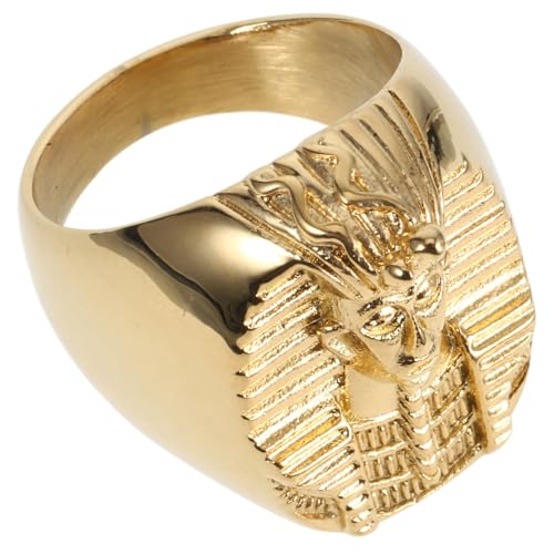 Gatuida Stilvoller Herrenring aus Ägyptisches Pharaonen Design Goldfarbener Retro Fingerring Einstellbare Modischer Schmuck für Party und Alltag von Gatuida