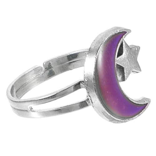 Gatuida Stimmungsring für Frauen Verstellbar Hautfreundlichem Metall Stern und Monddesign Unisex für Teenager und Damen von Gatuida