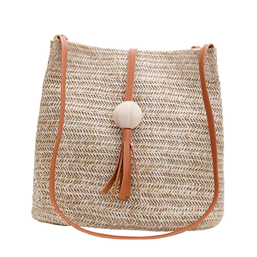 Gatuida Strandtasche Damen Geflochtene Strohtasche Eimerform Sommer Schultertasche Handtasche Braun Vielseitig für Arbeit Schule Shopping Party Gatuida Strandtasche Damen Geflochtene Strohtasche Eimerform Sommer Schultertasche Handtasche Braun Vielseitig für Arbeit Schule Shopping Party von Gatuida