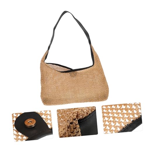 Gatuida Strandtasche Damen Geflochtene Strohtasche Große Rattan Umhängetasche Vielseitig für Strand Shopping und Alltag Schwarz Boho Tote Bag von Gatuida