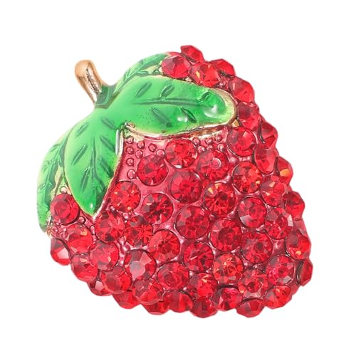 Gatuida Strass Erdbeer Brosche Damen Anstecknadel Elegantes Fruchtmotiv Leichtes Modeaccessoire für Kleidung und Hochzeit Party Schmuck von Gatuida