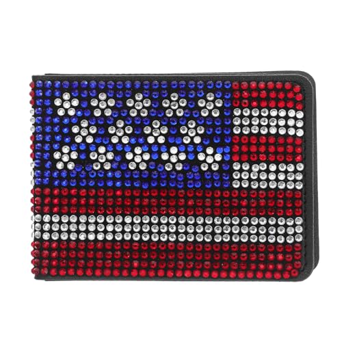Gatuida Strass-Kartenhalter: Autoregistrierungs- und Versicherungs-Organizer, Autodokumente, PU-Geldbörse, amerikanische Flagge, Strass-Führerscheinhalter für LKWs von Gatuida