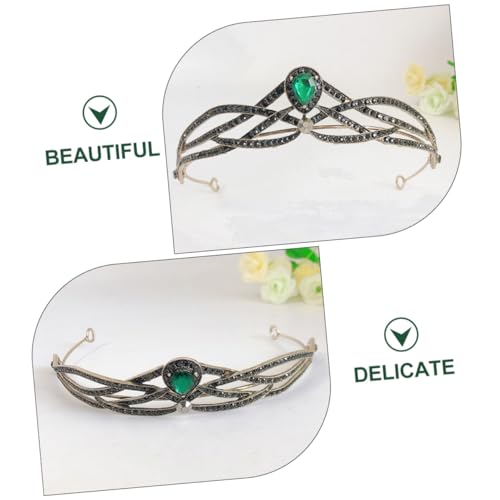 Gatuida Strass Krone Hochzeit Damen Diadem mit Funkelnden Zirkonia Verstellbar Retro Grünes Braut Accessoire für Brautjungfern und Festliche Anlässe von Gatuida