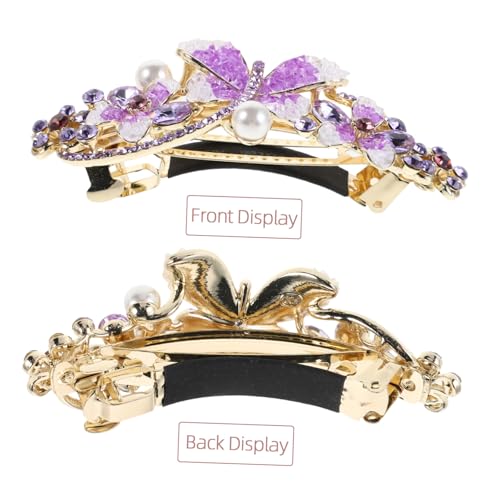 Gatuida Strass Schmetterling Haarspange mit Starkem Federverschluss Eleganter Violetter Haarschmuck für Damen Sicherer Luxuriöse Ponytail Klammer für Festliche Anlässe und Alltag von Gatuida