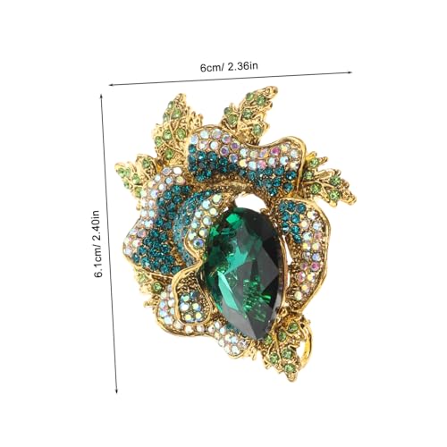 Gatuida Strassbesetzte Blumenbrosche Damen Grüne Kristallblume Anstecknadel Schmuckdekoration für Frauen Modisches Accessoire für Festliche Anlässe und Alltagsoutfits von Gatuida