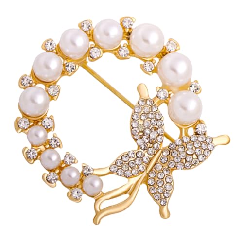 Gatuida Strassbrosche mit Perlen und Schmetterlingsdesign Stilvolle Anstecknadel für Damen Modisches Accessoire für Hochzeit Bankett und Business events Langlebig und Rostfrei von Gatuida