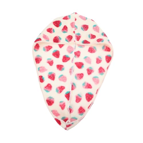 Gatuida Strawberry Muster Haarhandtuch Haarturban aus Saugfähigem Fleece für Langes Haar Damen Duschhaube Badekappe zum Schnellen Trocknen und Frizz Reduzierung Weiches Badetuch für von Gatuida