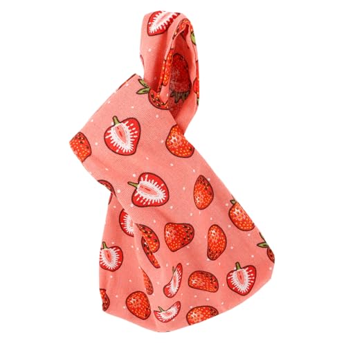 Gatuida Strick Handgelenktasche für Frauen Gestrickte Knotentasche Tragbare Häkeltasche mit Erdbeermuster Kleine Handtasche für Besondere Anlässe Aufbewahrungstasche für Damen von Gatuida