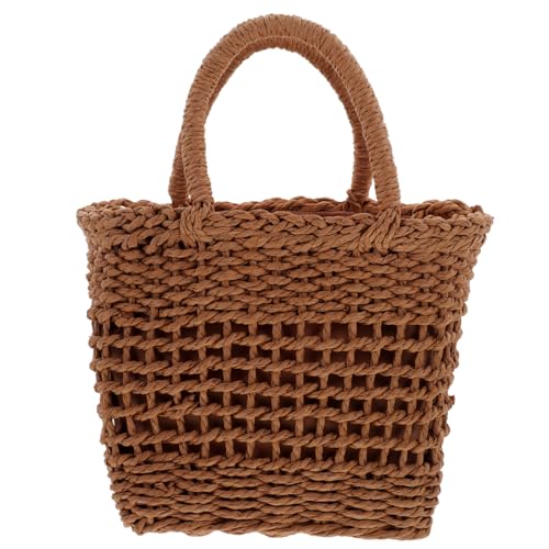 Gatuida Stroh Geflochtene Damen Umhängetasche mit Kordelzug Leichte Sommer Crossbody Handtasche Modische Strandtasche für Urlaub Party und Alltag Geräumig und Robust Braun von Gatuida