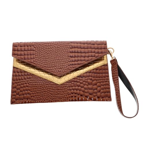 Gatuida Stylische Damen Handtasche Handgelenk PU Material Clutch mit Retro Krokodilprägung Leichtes Elegantes Envelope Design für Abendveranstaltungen Hochzeiten und Freizeit von Gatuida