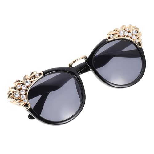 Gatuida Stylische Damen Sonnenbrille mit Modischer Katzenaugenform und Funkelnden Strasssteinen UV Schutz Retro Chic für Sommer Outdoor Partys und Alltag in Glänzend Schwarz von Gatuida