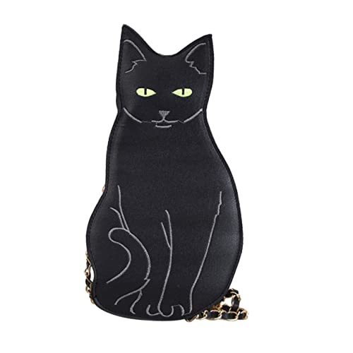 Gatuida Stylische Katzen Umhängetasche mit Kette Schultertasche für Mädchen für Alltag Shopping und Reisen Langlebigem PU Material Süßes Schwarzkatzen Design Gatuida Stylische Katzen Umhängetasche mit Kette Schultertasche für Mädchen für Alltag Shopping und Reisen Langlebigem PU Material Süßes Schwarzkatzen Design von Gatuida