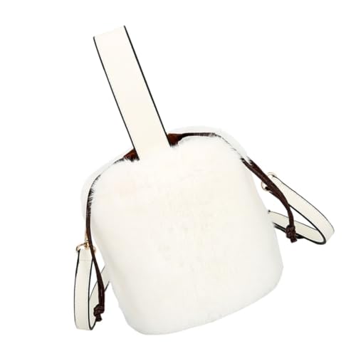 Gatuida Stylische Weiße Bucket Messenger Bag Handtasche aus Weichem Plüsch Praktische Schultertasche für Damen für Alltag Party und Shopping Vielseitige Umhängetasche mit Einzigartigem von Gatuida