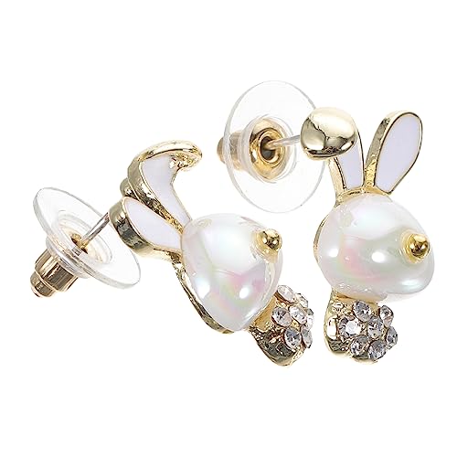 Gatuida Süße Hasen Ohrstecker mit Perlenbesatz Leichtes Hautfreundliches Material Modischer Ohrschmuck für Damen und Mädchen Valentinstagsgeschenk und Accessoire für Besondere Anlässe von Gatuida